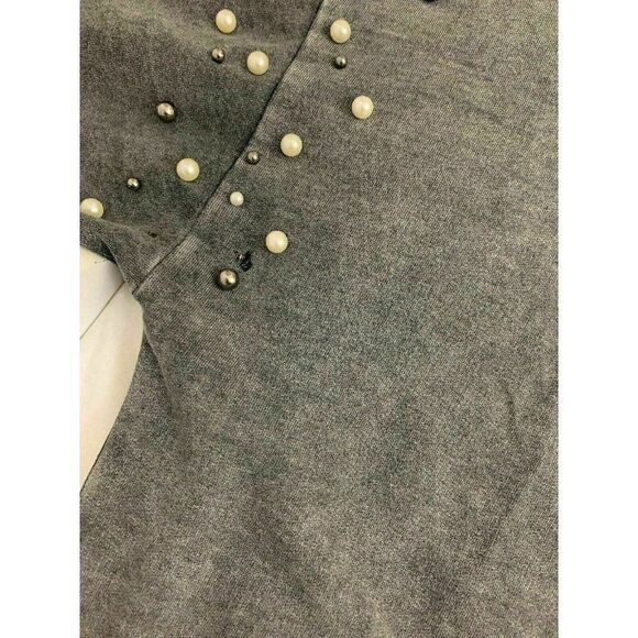 Zara Womens Solid Gray Pearl Long Sleeve Oversized Crew Neck Sweater Top Small - Picture 9 of 9